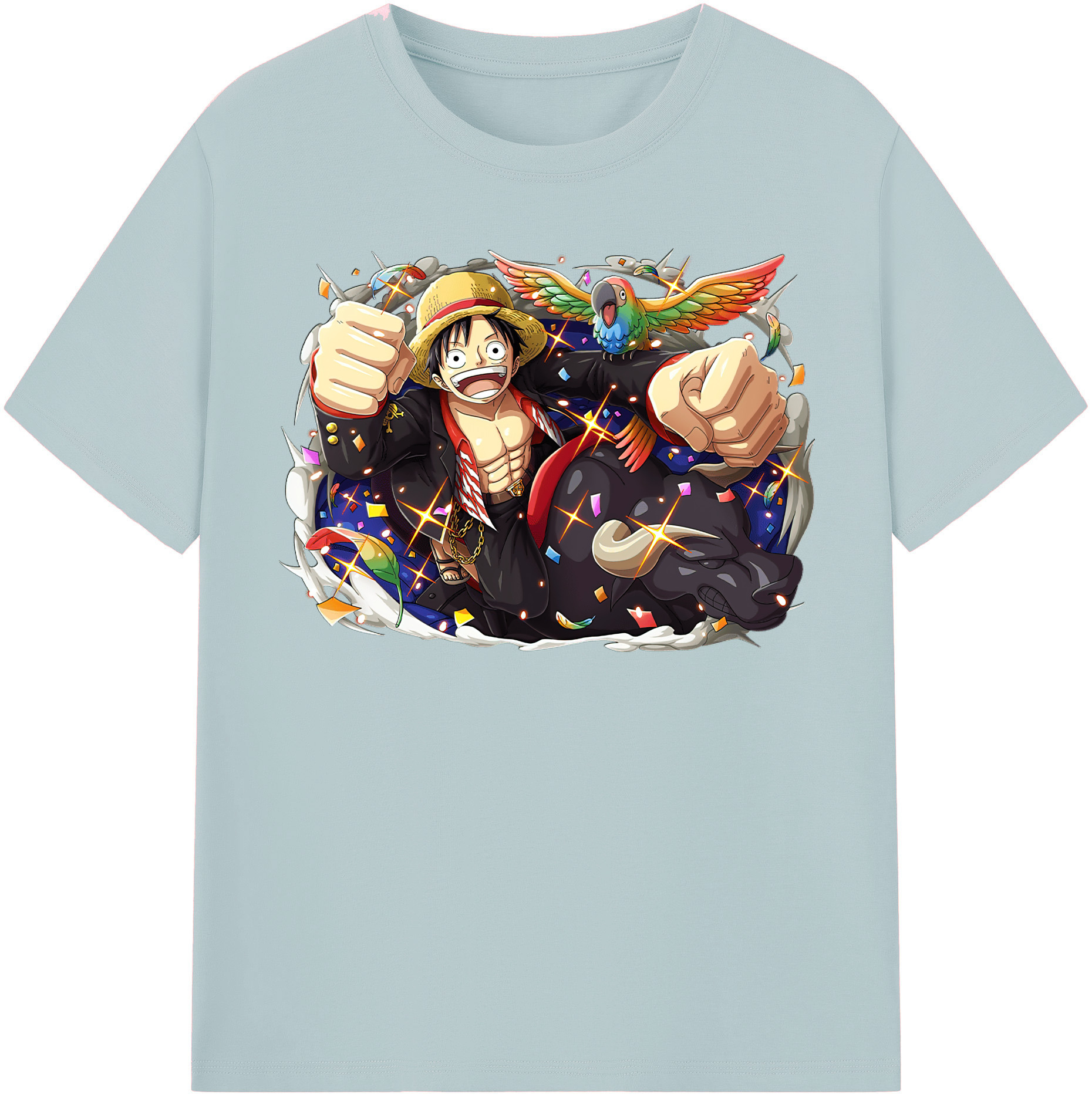 ワンピース モンキー・D・ルフィ ONE PIECE Monkey D. Luffy 綿100％半袖Tシャツ（フロントプリント）